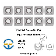 CDBP 15mm Square with 2 inchesRadius Carbide Inserts Cutters 15×15×2.5mm-R50 Replacement for Woodworking Fits SpiralHelical Planer Cutter Head Lathe Turning Tools, 10pcs