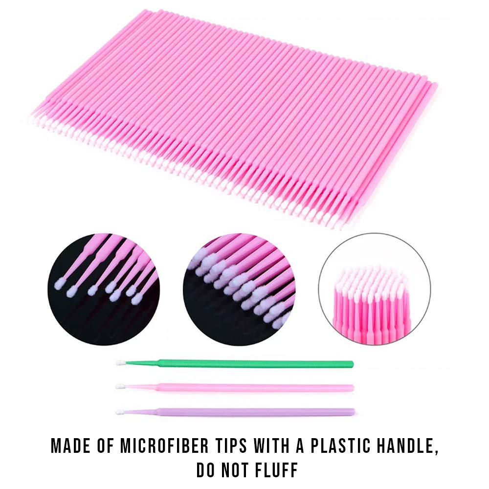 Botanique 200pcs Micro Applicator Brushes, Disposable Eye Extension Brushes, Micro Make Up Mascara Brushes, Oral and Dental, Colour Pink