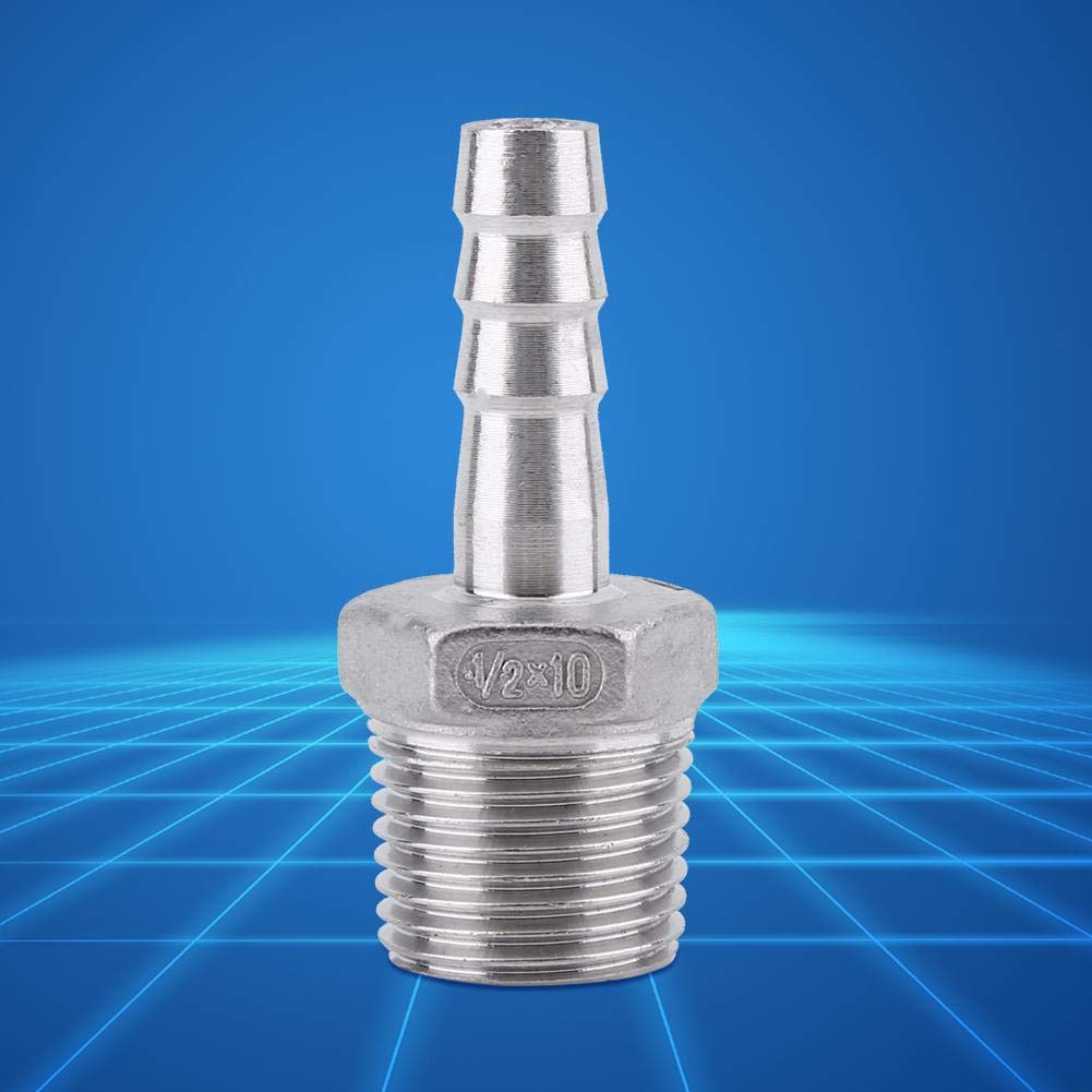 1 x SS304 Stainless Steel Barbed Hose Connector with Thread Adaptor DFE Tail Pipe 1/8~3/4 BSP Hose Tail Fitting Stainless Steel Connector