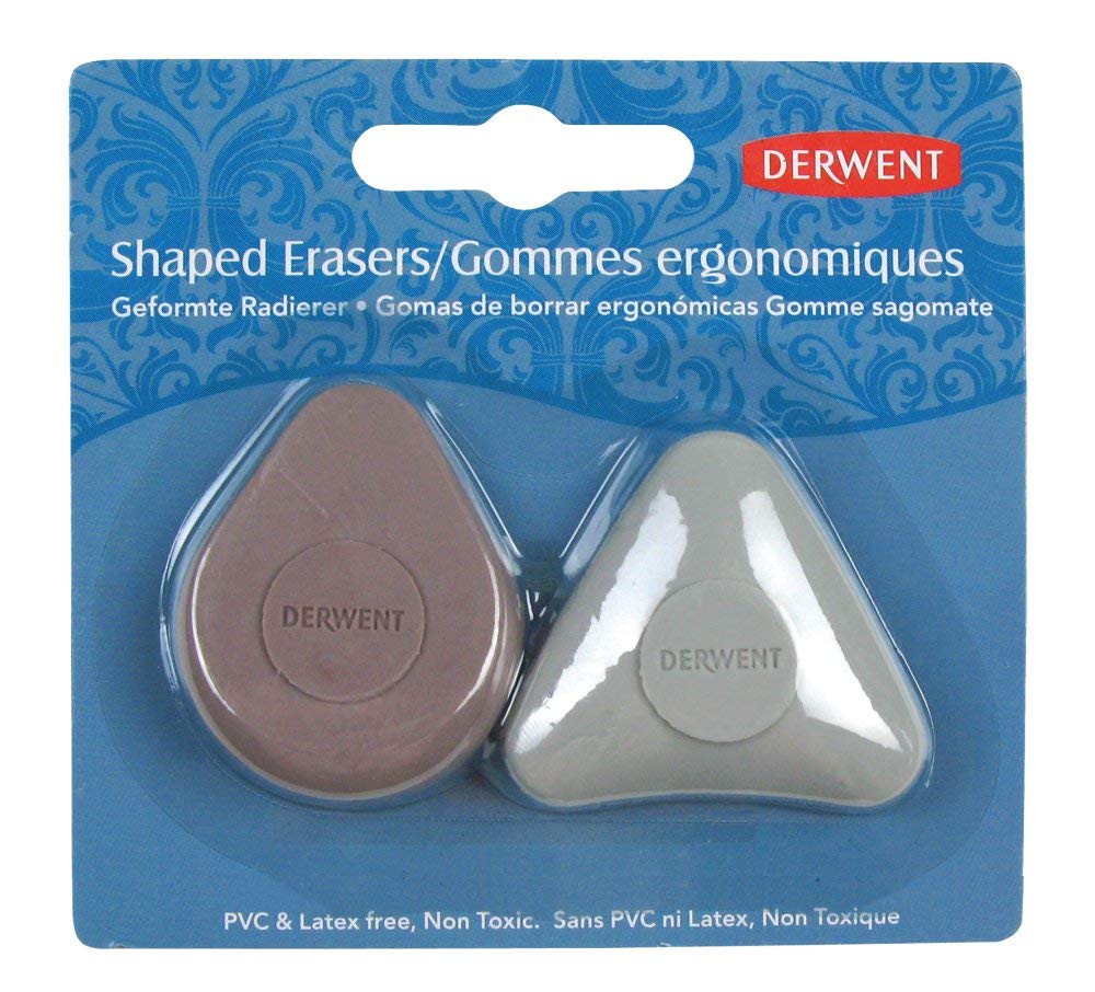 Derwent Shaped Art Eraser, Set Of 2, Multi-Colour, Professional Quality, 2301964