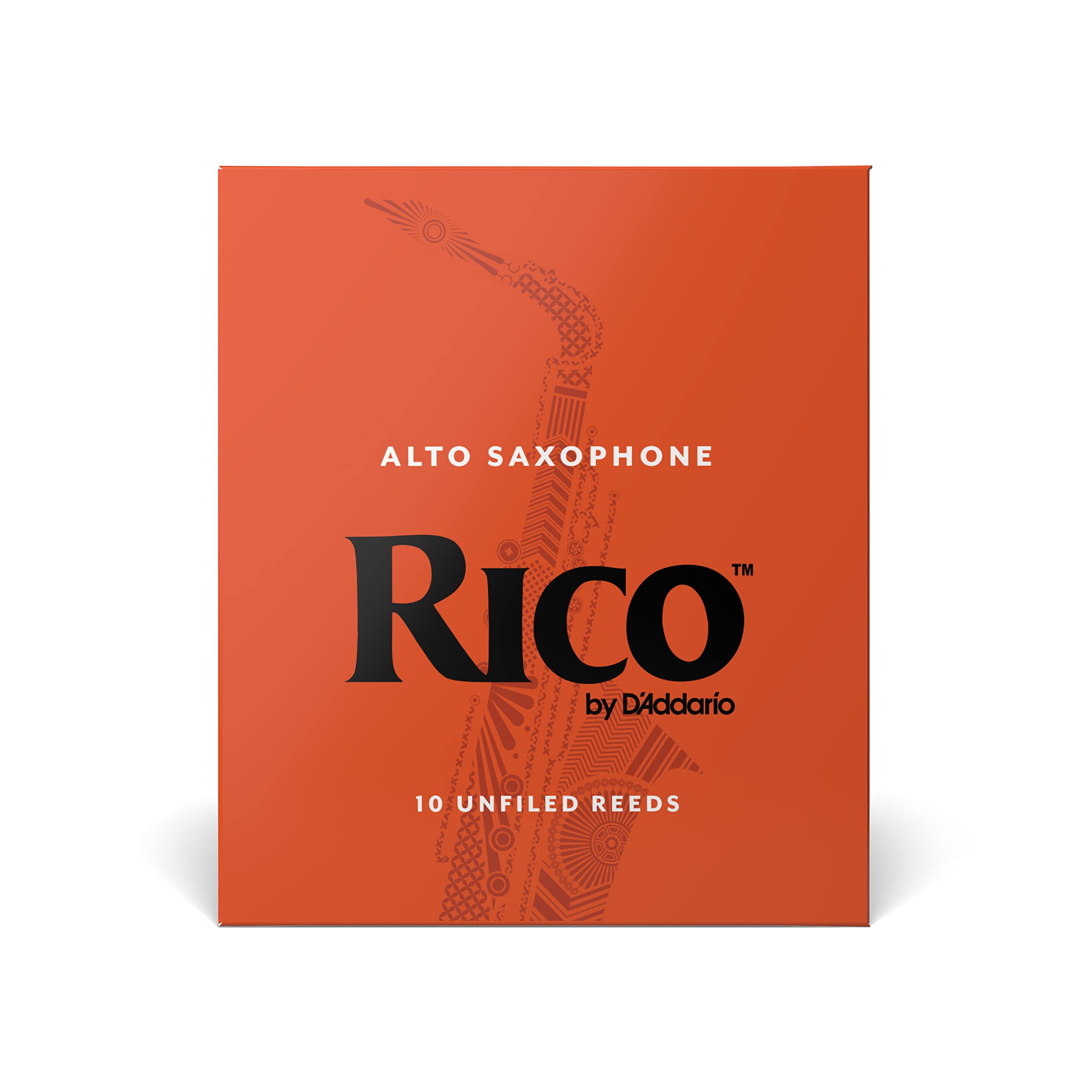 Rico RJA1030 Saxophone Reeds - Reeds for Alto Saxophone - Thinner Vamp Cut for Ease of Play, Traditional Blank for Clear Sound, Unfiled for Powerful Tone - Alto Sax Reeds 3 Strength, 10-Pack