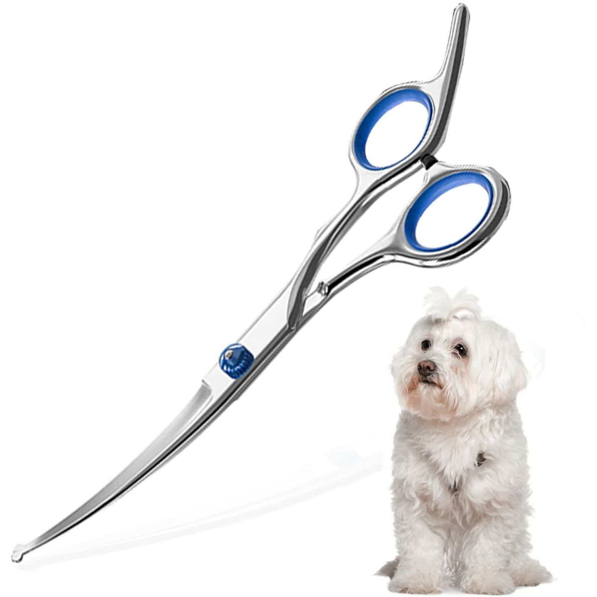 Pet Grooming Scissors, Jiasoval 6 inches Up Curved Dog Grooming Scissors Set with Safety Round Tip, Stainless Steel Pet Grooming Dog Cat Hair Cutting Trimming Scissors