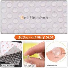 Uni-Fine 8mm Adhesive Bumper Pads, Self Adhesive Small Bumper Pads Clear Door Bumpers Round Clear Rubber Feet Anti-Collision Non-Slip Rubber Feet for Furniture Glass Tables Crafts Protect, 100Pcs