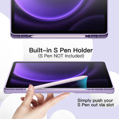 JETech Case for Samsung Galaxy Tab S9 FE 10.9-Inch with S Pen Holder, Soft TPU Tri-Fold Stand Protective Tablet Cover, Support S Pen Charging, Auto Wake/Sleep (Light Purple)