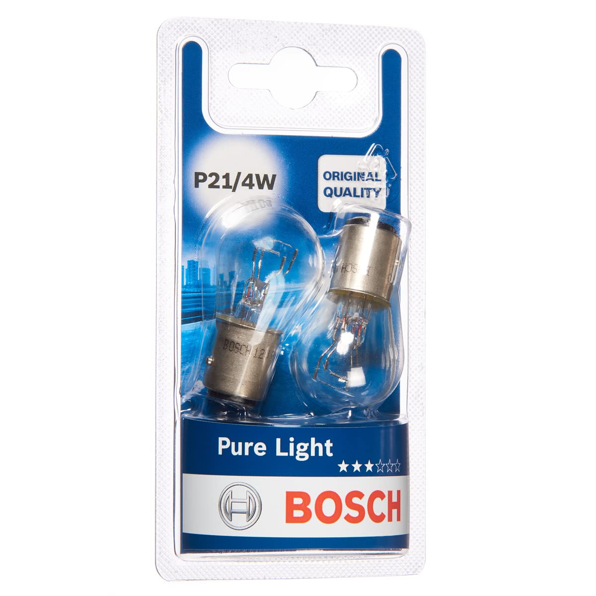 Bosch P21/4W (566) Pure Light Car Light Bulbs - 12 V 21/4 W BAZ15d - 2 Bulbs