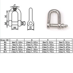 Pack-of-10 M6 D Ring Shackle Locks 304 Stainless Steel for Heavy Duty Rigging, Hauling, Steel Chain Link