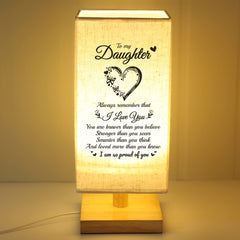 blumuze Daughter Gifts, Personalised Table Lamp Gifts for Daughter from Mum Dad, Daughter Birthday Christmas Graduation Anniversary Wedding Gifts, Fabric Wooden Desk Lamp Presents for Daughter