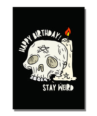 Stay Weird Gothic Witchy Skull & Candle Card, Happy Birthday - For Teen Girl or Boy Men Women