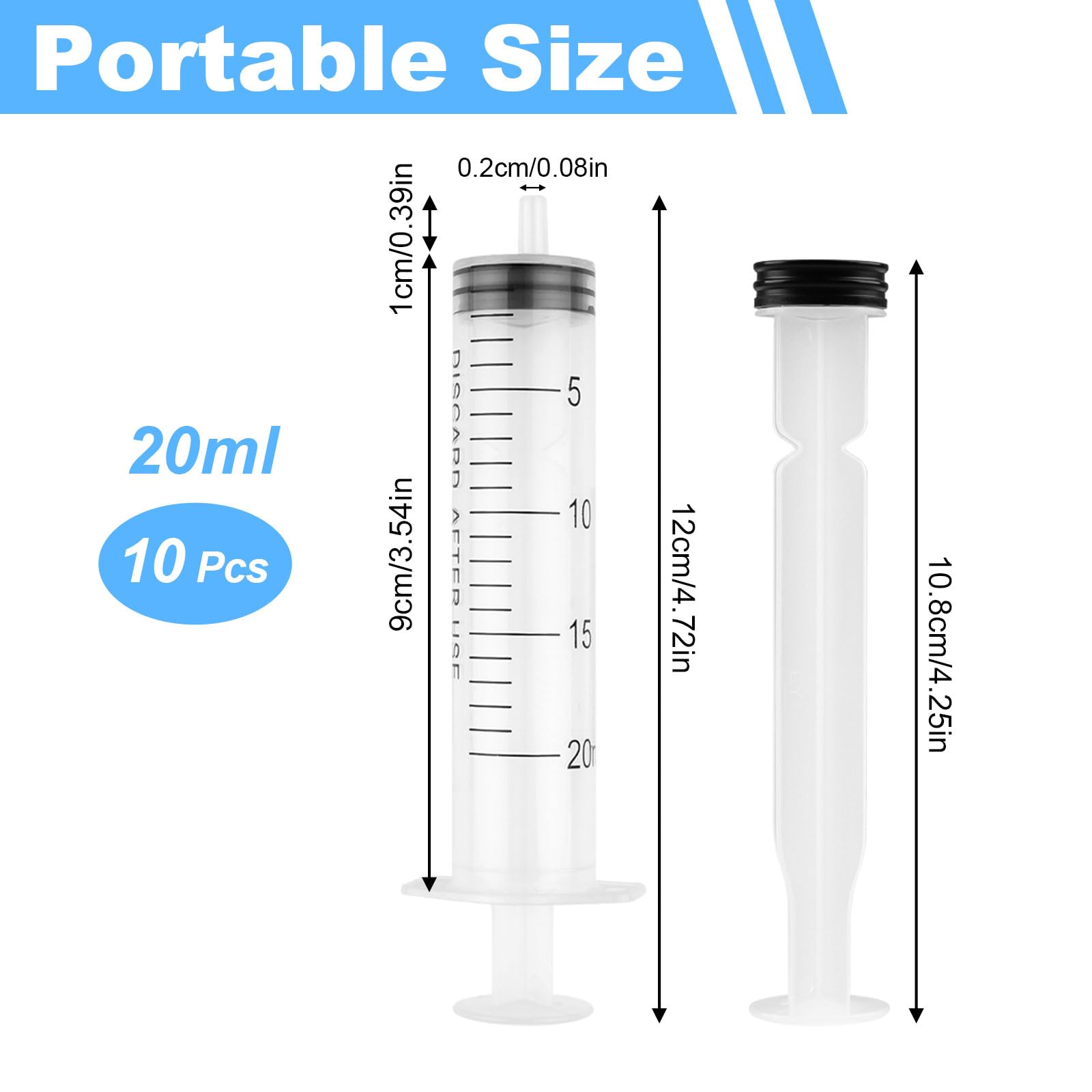 Syringes Set, 20ml Syringe, Plastic Syringe, Liquid Measuring Syringe Tools, Feeding Syringe for Pets, Syringe for Labs, Animal Feeding, Dispensing, Watering (No Needle, 10 PCS)