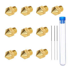 10 PCS 0.6MM MK8 3D Printer Brass Extruder Nozzles with 3 Cleaning Needles and Metal Storage Box for Creality Ender 3 Ender 3 pro Ender 5 CR-10 MK8 Makerbot Anet A8 Anet A6