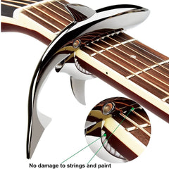 1 PCS Shark Capo Lightweight Alloy Guitar Capo Guitar Accessories Quick Change Guitar Capo With Storage Bag for Guitars, Ukulele, Banjo, Mandolin, Bass for 6 String Guitar, Assorted Colours
