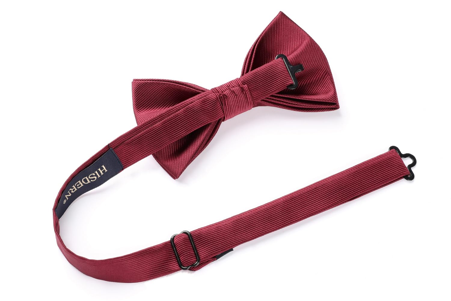 HISDERN burgundy Bow Tie for Men Pre-tied Wedding Formal Tuxedo Bowtie Classic Handkerchief Set Adjustable