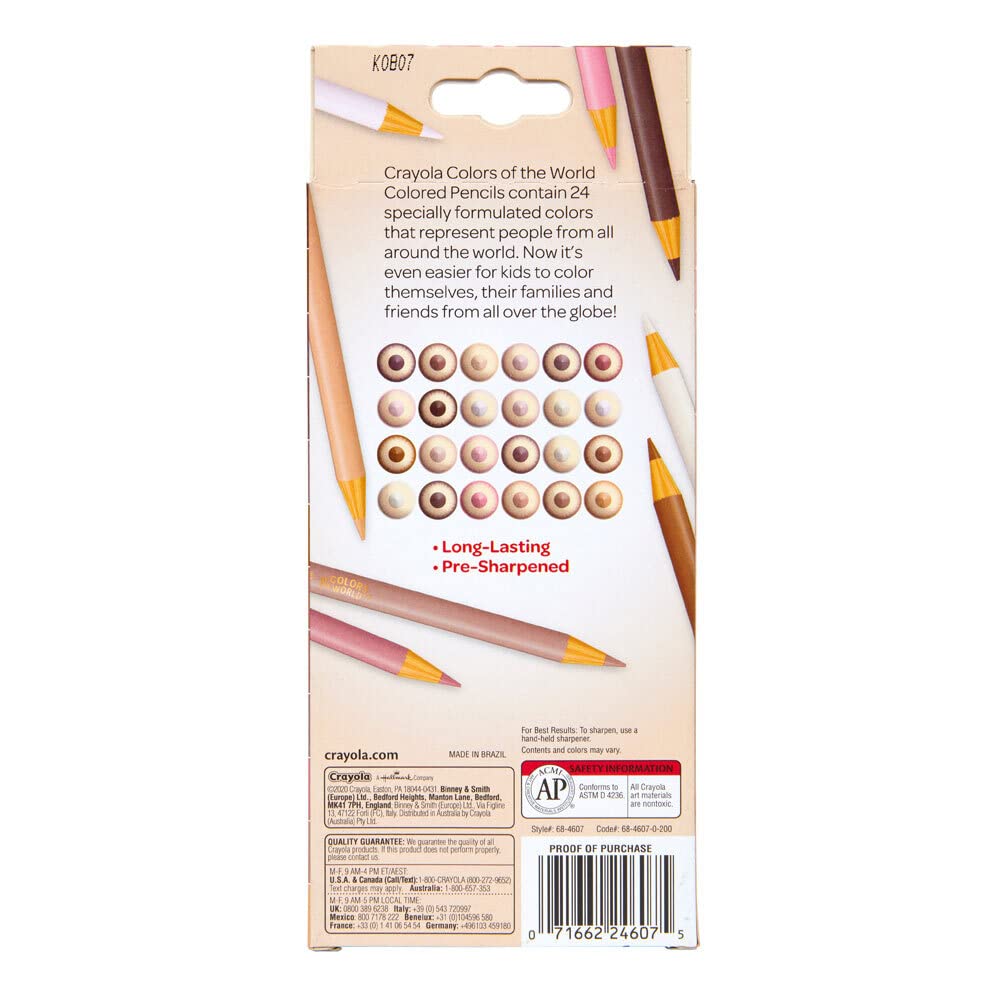 CRAYOLA Colours of the World Pencils - Assorted Colours (Pack of 24)   Colours That Represent Skin Tones from Around the World   Ideal for Kids Aged 3and