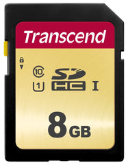 Transcend 8GB SDXC 500S Memory Card UHS- I, C10, U3, V30, 4K, Full HD, MLC, Up to 95/50 MB/s (Ideal for DSLR cameras and advanced camcorders) TS8GSDC500S