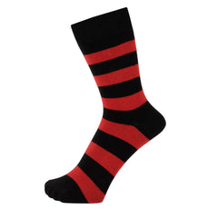 ZAKIRA Finest Combed Cotton Striped Dress Socks for Men, Women, 6-10 (UK), Red/Black