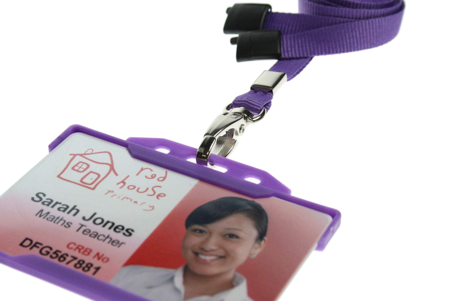 Customcard ltd® Holder and Lanyard Neck Strap with Lobster Metal Clip for ID Badge, ID Card - Colour Purple. Recyclable Holder and ECO Friendly Lanyard (Purple)