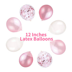 Pink White Balloons, 60 Packs 12 Inch Pink Confetti Balloons White Balloons for Birthday Party Decorations Girl, Weddings, Christening Baby Shower Party, Holiday Festival Party