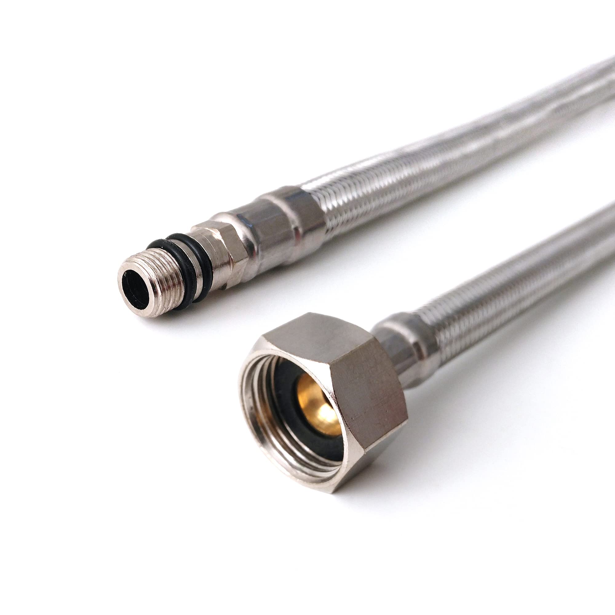 Xcel Home 2 x M10 x1/2 Flexible Tap Connectors (400mm)   10 Lengths   Pair of BSP Kitchen/Basin Monobloc Mixer Flexi Pipe Tails   Braided Stainless Steel