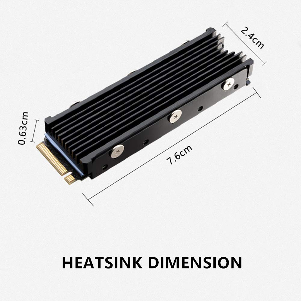 QIVYNSRY M.2 Heatsink NVME 2280 SSD Heat Sink Support Single Double Sided M2 SSD Cooling with Thermal Silicone Pads Cooler for Computer PC PS5 PCIE NVME or NGFF SATA M.2 SSD Installation, Black