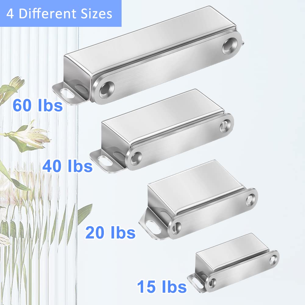 Onarway Magnetic Door Catch 10KG Pull Strong Magnet Cabinet Latches Magnetic Hardware Stainless Steel Chrome Door Closer for Bathroom Kitchen Sliding Door Window Cupboard Gold