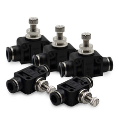 Bwintech 5 Pcs 4mm Tube OD Air Flow Control Valve,Union Pneumatic Speed Control Flow Controller PSA-04 Straight Union Push to Connect Tube Fitting Regulator Valve