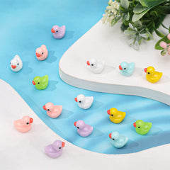 Firtink 100 Pack Mini Resin Ducks Figures, Cute Tiny Ducks Resin Miniatures Fairy Garden Aquarium Dollhouse Landscape Decorations Mini Stuff Figures for Home Decor