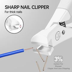 Nail Clippers for Thick Nails Start Makers Toenail Clippers Wide Jaw Fingernail and Toenail Cutter Heavy Duty Nail Clipper Sharp Curved Toe Nail Clippers for Men and Women, White (CN01)