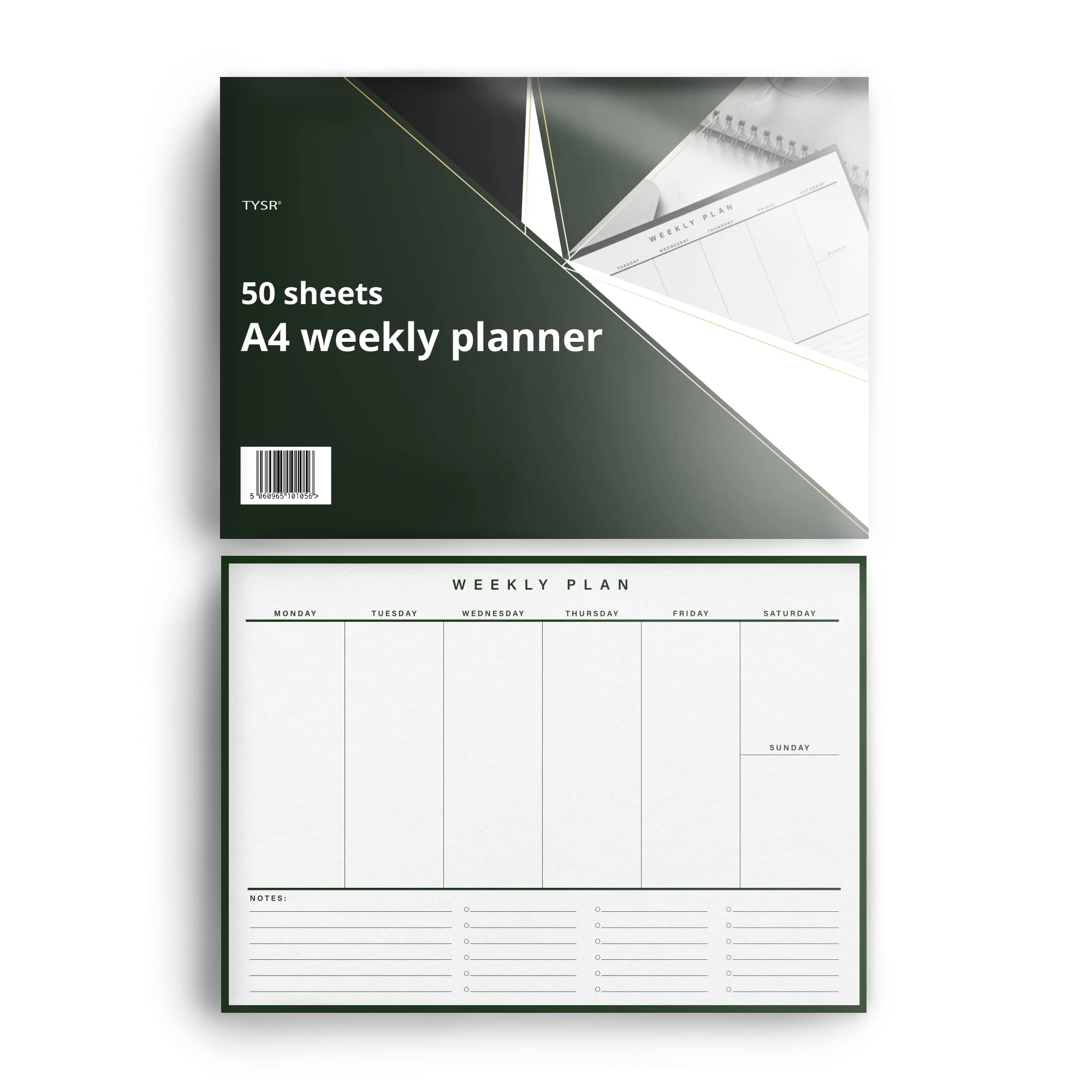 A4 Weekly Desk Planner - 52 undated pages - 100gsm Premium Paper - Simple Weekly Planner - To do list, Notes for Home Business Office, Organising and Productivity Planning