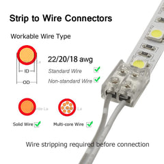 Masterwon 2-Pin LED Light Strip Connectors Solderless Unwired Screw Down Clips DIY Strip to Wire Connection for 8mm 10mm 12v 24V Single Colour LED Strip Light