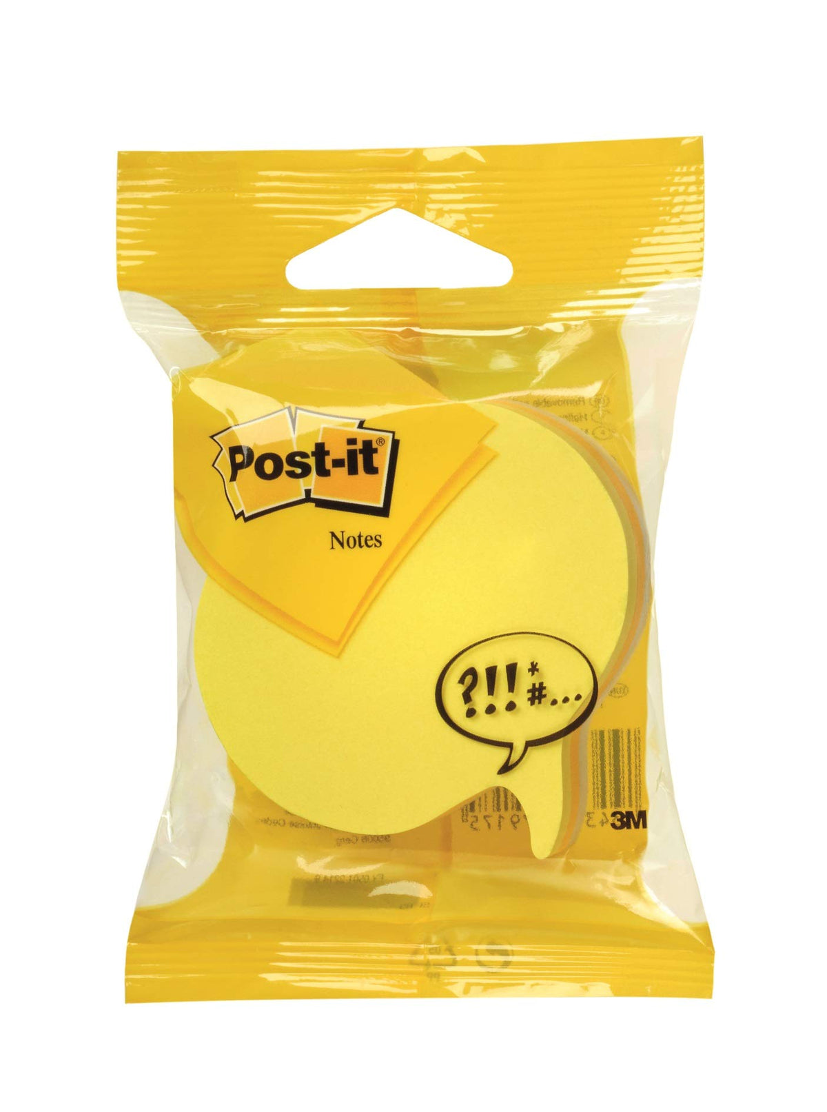 Post-it Notes Die-Cut Shape, Speech Bubble, Yellow, 70 mm x 70 mm, 76 Sheets/Pad, 3 Pads, Yellow/Grey - Self-stick Notes For Note Taking, To Do Lists & Reminders