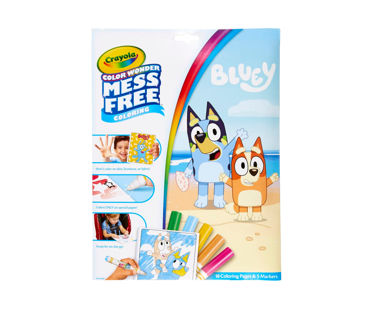 CRAYOLA Color Wonder - Bluey Colouring Mess-Free Book (Includes 18 Colouring Pages & 5 Magic Color Wonder Markers)