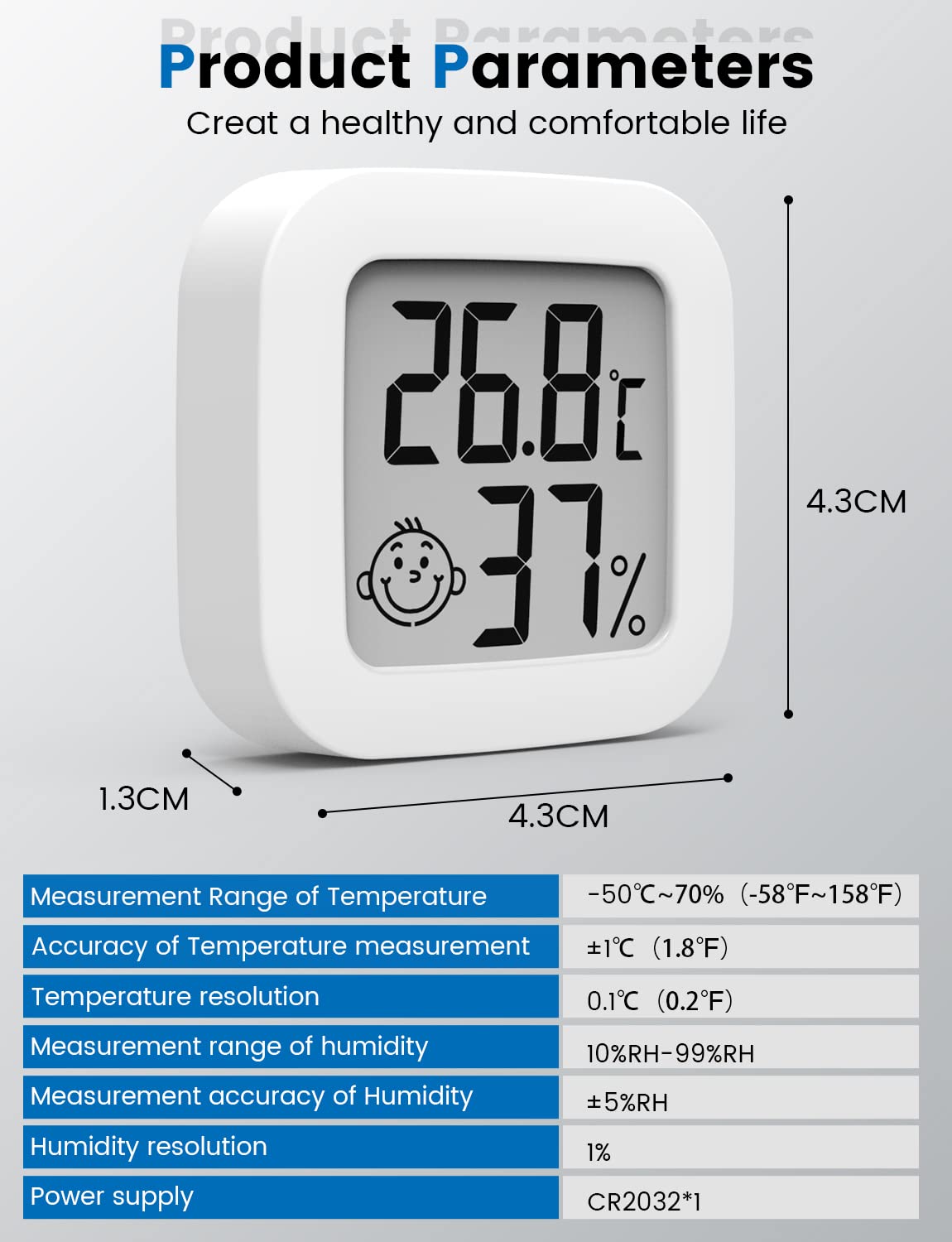 Mini Digital Indoor Thermometer Hygrometer High Accuracy Temperature Monitor Humidity Meter Thermo Hygrometer Comfort Level Indicator