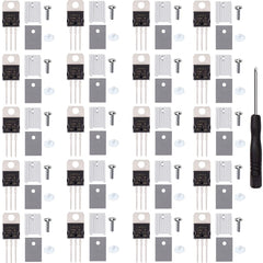 Youmile 20 pcs L7812CV L7812 Voltage Regulator Transistor Output 12V 1.5A IC Linear Positive Voltage Regulators TO-220 with Heatsink screw washer Rubber Silicone screwdriver