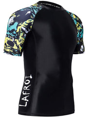 LAFROI Men's Short Sleeve UPF 50and Baselayer Skins Compression Rash Guard (Fierce, LG)