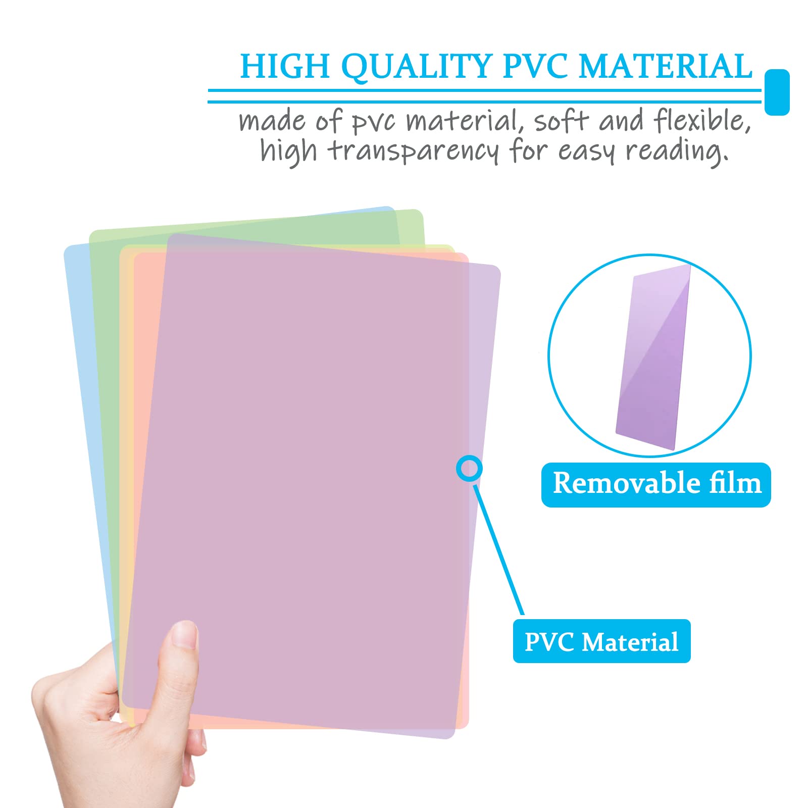 Wendergo 8x A4 Colour Overlays for Dyslexia, Dyslexia Reading Overlays Aid, Light Coloured Plastic Guided Reading Overlays for Dyslexia, ADHD, Irlens Syndrome, Reduce Visual Stress