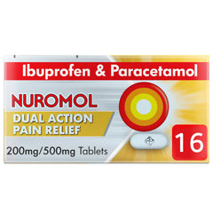 Nuromol Ibuprofen and Paracetamol Tablets, 16 Pain Reilef Tablets, Joint Pain Relief, Period Pain Relief, Back Pain Relief, Dual Action Pain Relief, Strong Painkillers, Fever