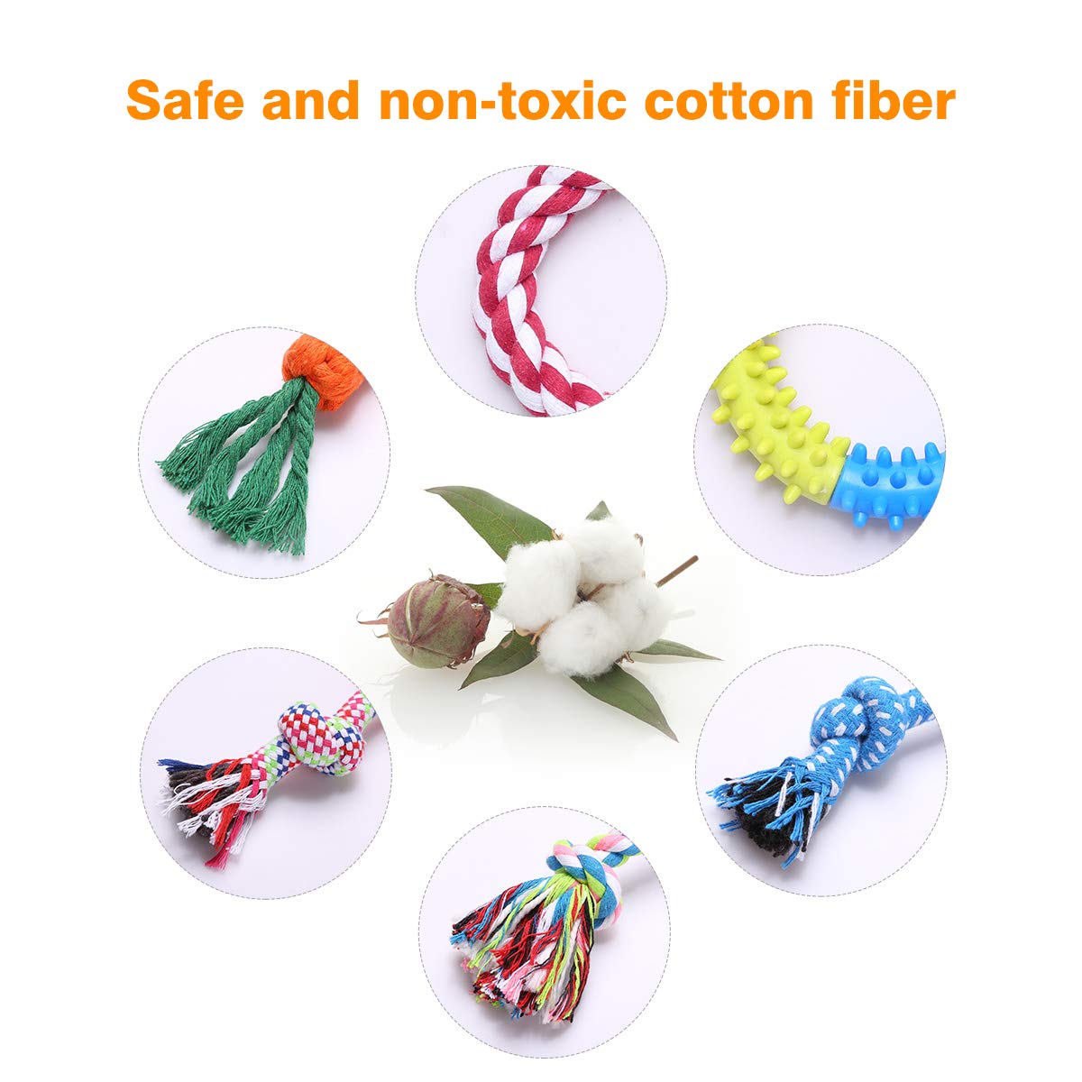 Wefine Dog Toys Puppy Chew Toys from 8 Weeks,Dog Rope Toys 100% Natural Cotton Rope for Small and Medium Dog (10 PCS)