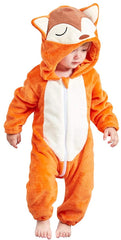 maxToonrain Baby Fox Costume Romper Toddler Boys & Girls Role-Playing Outfit with Zipper Hooded Flannel Fox Onesie Pajamas (6-11 Months)