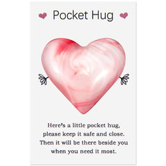 Pocket Hugs Heart, Thinking of You Gifts, Keepsake Gifts for Women Friends, Go to University School Gifts, Positive Good Luck Gifts for Birthday Wedding Christmas Mothers Day Valentines (Pink)