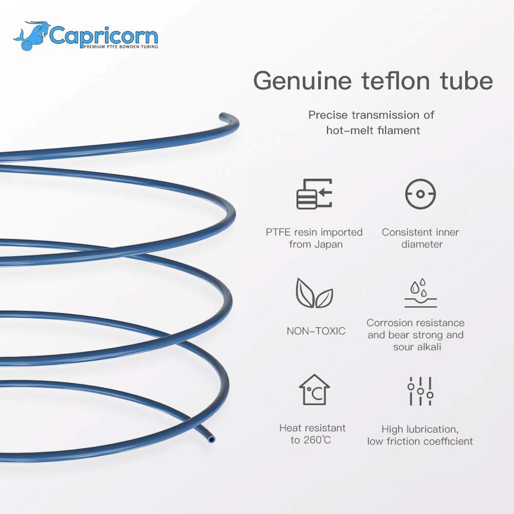 Capricorn Bowden PTFE Tube for 1.75mm Filament Tubing Compatible with Creality Ender 3 Pro,Ender 3 V2,Ender 3,Ender 5 Pro,CR-10/10S 3D Printer Parts with PC4-M10 PC4-M6 Fittings and Tube Cutter