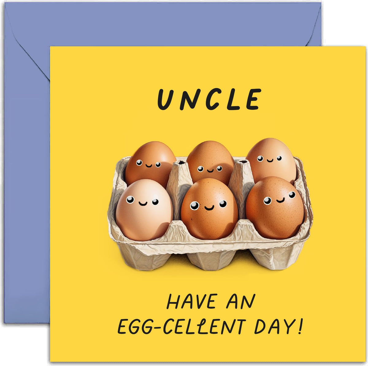 Old English Co. Fun Birthday Cards for Men and Women - Egg-cellent Birthday Card for Uncle - Congratulations Card for Him or Her - Humorous Birthday Card for Family   Blank Inside with Envelope