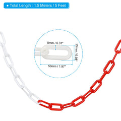 PATIKIL 0.3 inches Diameter 5Ft Length Plastic Chain Barrier, Safety Link Chain Stanchion for Crowd Control at Driveway Elevator Parking Lot, Red White