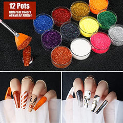 Teenitor Nail Art Kit with Nail Glitter, Nail Art Brushes & Nail Sticker for Gel Nails Art, Nail Gems Nail Accessories Tool for Teenage Girls, Nail Art Pens Nail Dotting Tool for Beginners