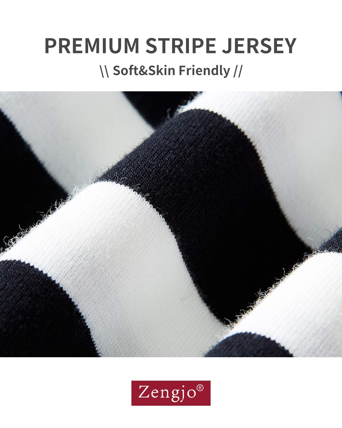 Mens Striped Long Sleeve T Shirt(L,Black&White Wide)