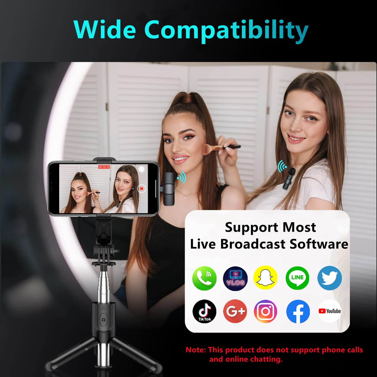 Wireless Lavalier Microphone for iPhone iPad, Plug and Play Noise Reduction Auto Sync Lapel Mic for Recording YouTube, Facebook Live Stream, TikTok, Vloggers, Interview(NO APP or Bluetooth Needed)