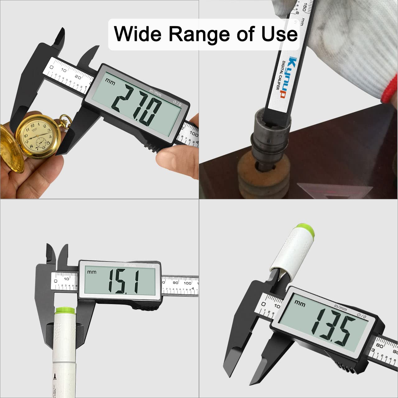 Kynup Large LCD Screen Digital Caliper, 150mm Caliper Measuring Tool, Inch/Millimeter Conversion, Lightweight Digital Vernier Caliper, Measuring Tools Calipers Gauge, Carbon Fiber, 150mm/6''