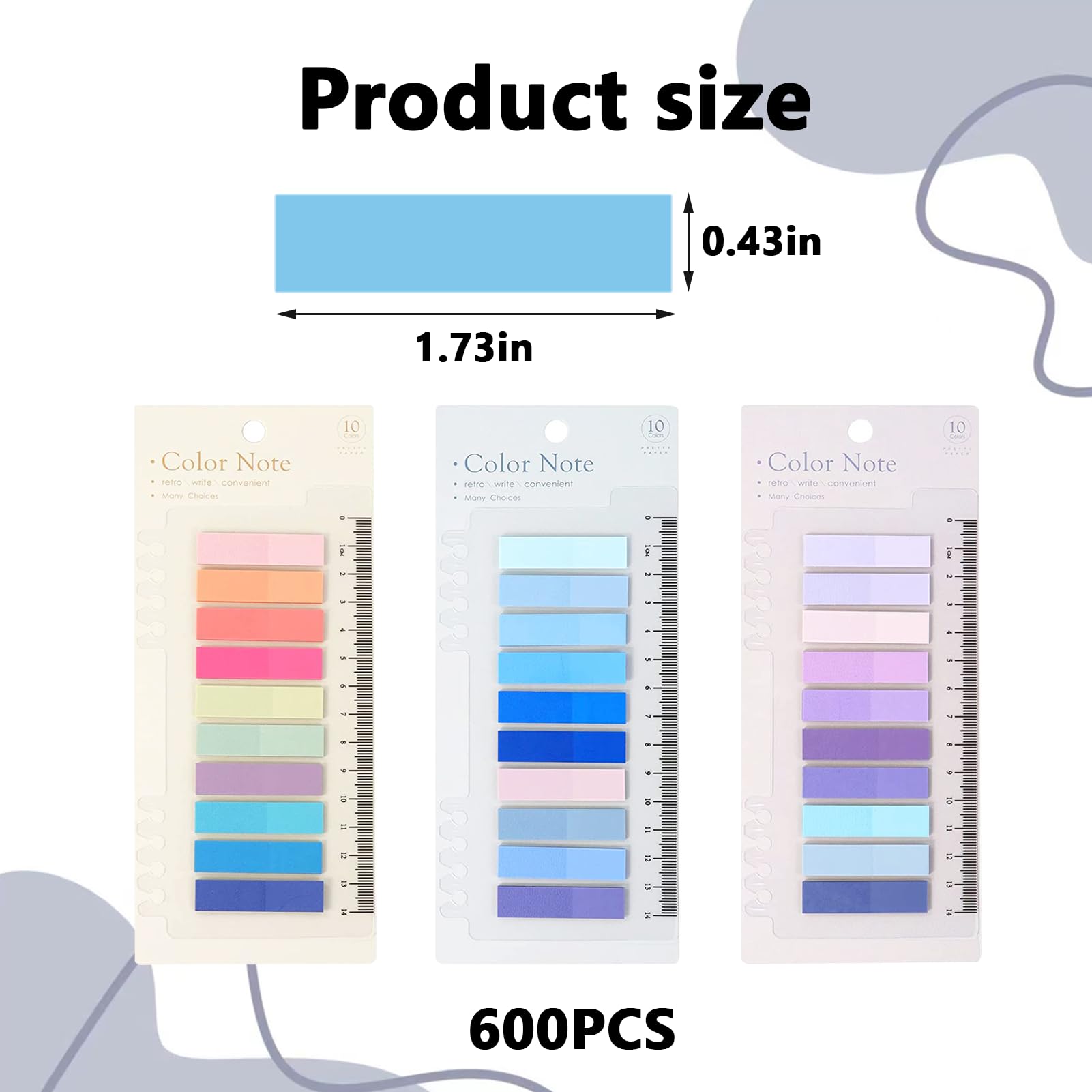 Nuqin Sticky Notes Tabs with 14cm Ruler,600Pcs Durable Tabs for Annotating Books,Repositionable Sticky Index Tabs for Notebooks Binders Books and Folders to Organise Prioritise