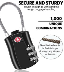 Suitcase Locks BeskooHome Luggage Locks - TSA Approved Luggage Locks, Zinc Alloy Security Padlock, 3-Dial Combination Travel Padlock for Luggage, Suitcases, Backpacks, Laptop Bag, etc. 2 Pack Red