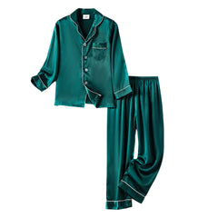 PythJooh Girls Satin Pyjamas Sets Girls Boys Long Sleeve Button-Down Pjs Set 2PCs Silky Nightwear Sleepwear for 3-14Years Green