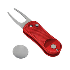 Golf Divot Repair Tool with Pop-up Button & Magnetic Ball Marker Pitch Mark, Lightweight, Portable, Mini Divot Repair Tool, Best Choice for Professional Golfers (Red(103))